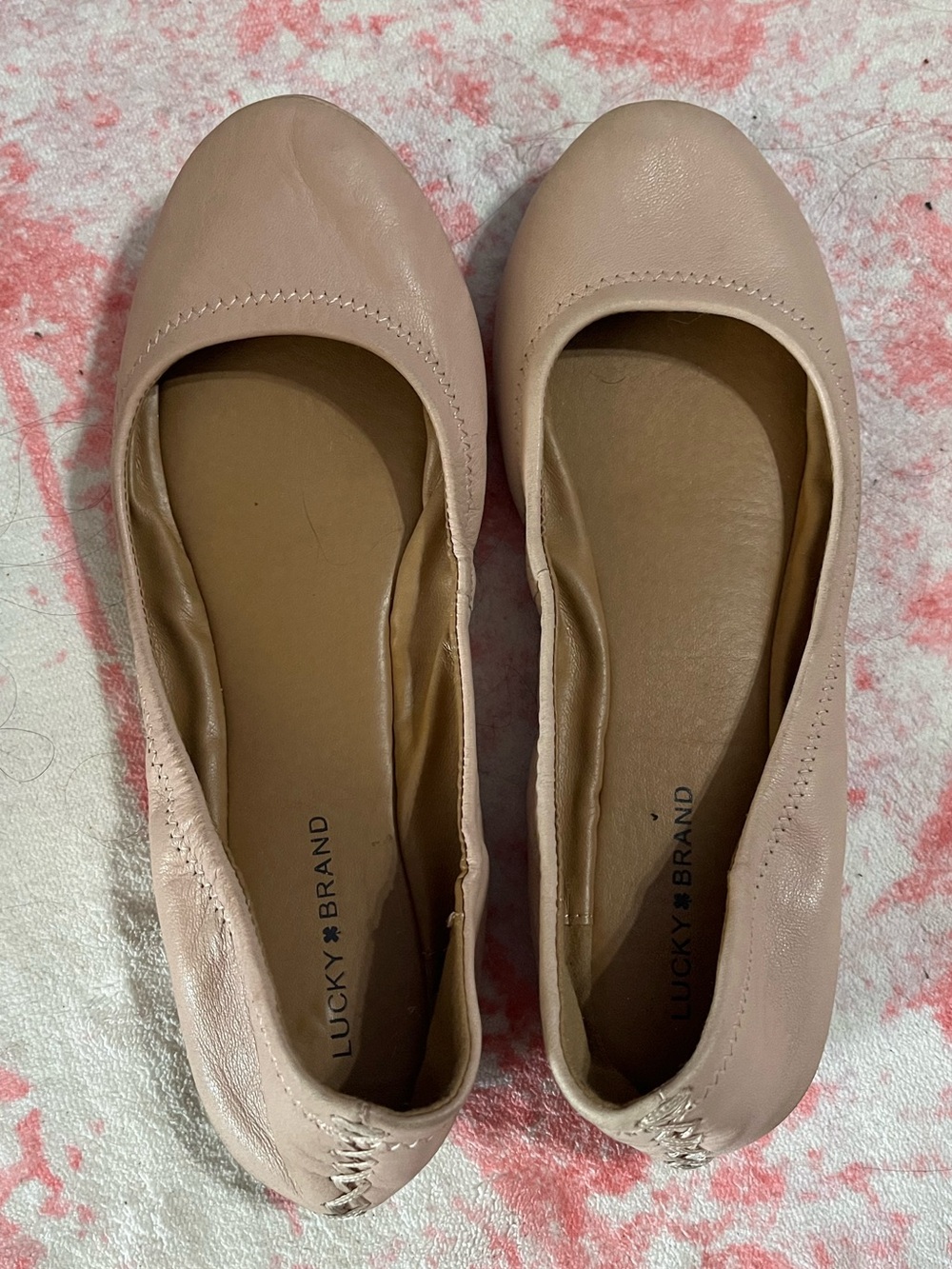 Genuine leather nude ballet flats